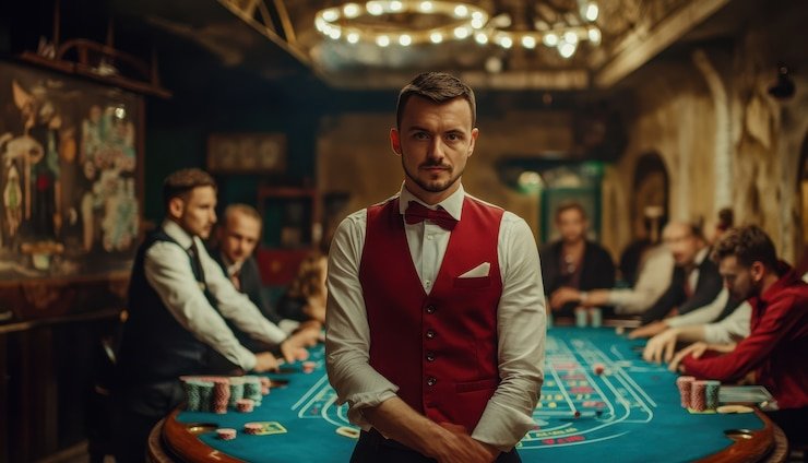 Live-dealer blackjack table with multiple camera feeds on kapalgacor